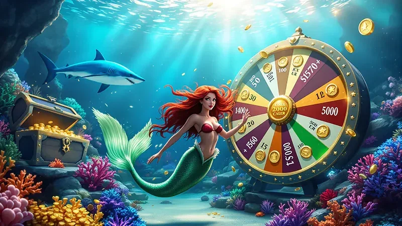 Visual target ikan dan meriam pada permainan arcade bawah laut